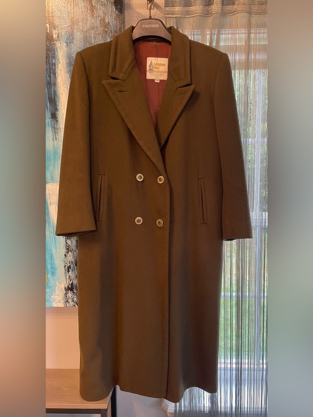 Stunning Vintage London Fog Wool Pea Coat in Olive Green Size 12-M